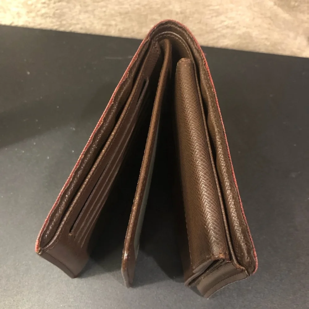 Men LOUIS VUITTON Damier Ebene Portefeiulle Florin Bifold Brown Checkered Wallet